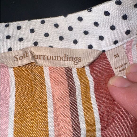 Soft Surroundings Montage Small Teal Floral Mixed Media Buttoned Shirt - Picture 4 of 4